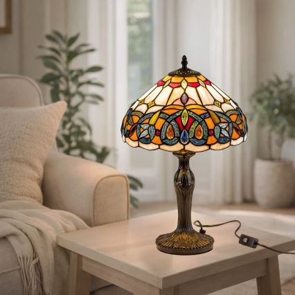 Brilagi - Lampă de masă Tiffany LUISA, abajur din vitralii, 1xE27/40W/230V