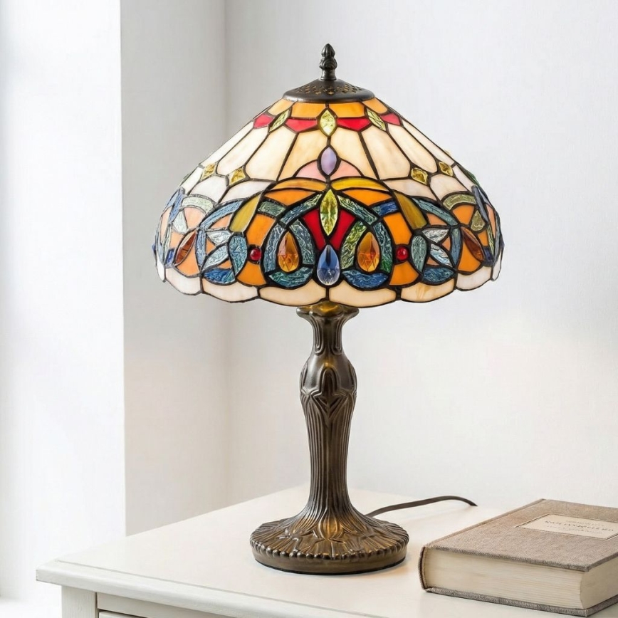 Brilagi - Lampă de masă Tiffany LUISA, abajur din vitralii, 1xE27/40W/230V