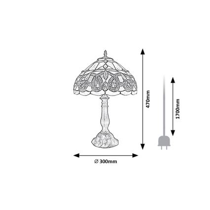 Brilagi - Lampă de masă Tiffany LUISA, abajur din vitralii, 1xE27/40W/230V