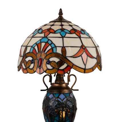 Brilagi - Lampă de masă Tiffany MIRABELLA, cu vitralii, 1xE27/60W/230V + 1xE14/40W