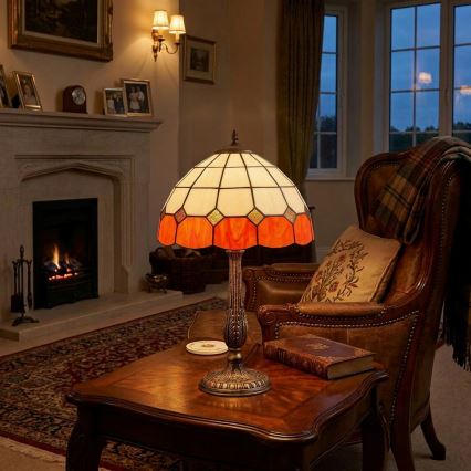 Brilagi - Lampă de masă Tiffany SIENNA cu vitralii 2xE27/60W/230V