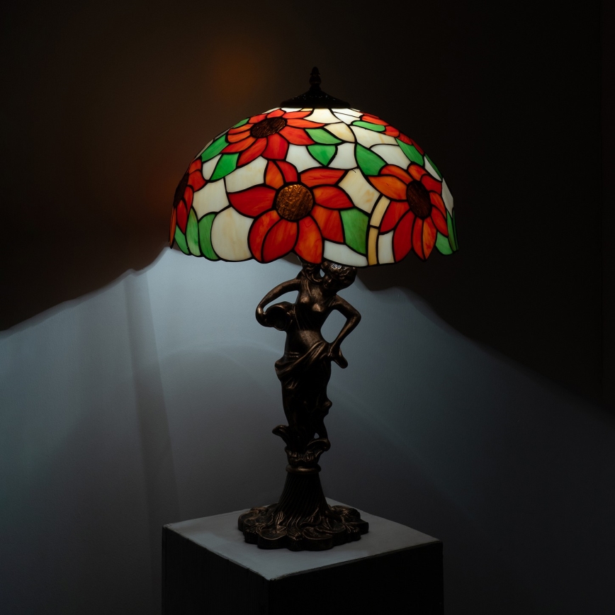 Brilagi - Lampă de masă Tiffany SUNFLOWER cu vitralii 1xE27/60W/230V