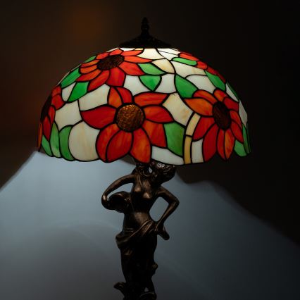 Brilagi - Lampă de masă Tiffany SUNFLOWER cu vitralii 1xE27/60W/230V