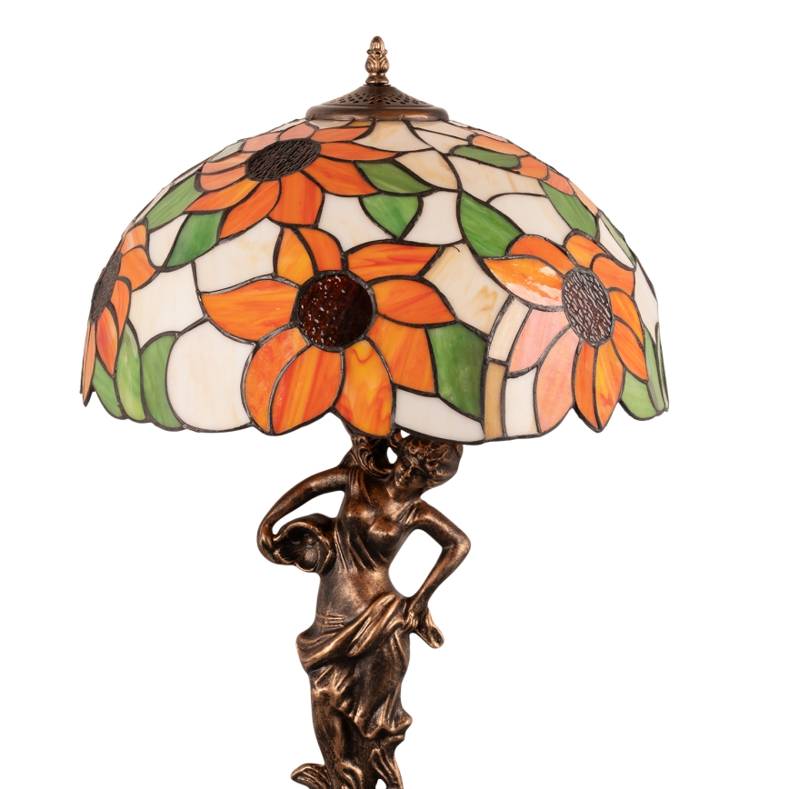 Brilagi - Lampă de masă Tiffany SUNFLOWER cu vitralii 1xE27/60W/230V