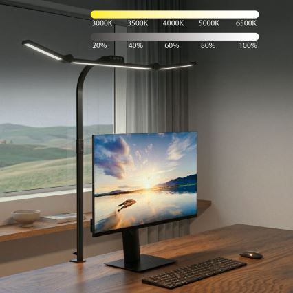 Brilagi - Lampă de birou LED cu reglare tactilă și clemă VARIO LED/24W/230V 3000-6500K CRI 92 neagră