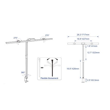 Brilagi - Lampă de birou LED cu reglare tactilă și clemă VARIO LED/24W/230V 3000-6500K CRI 92 neagră