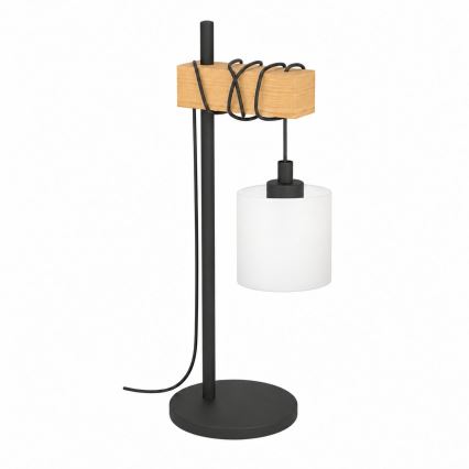BRILAGI - Lampă de masă WOOD GLASS 1xE27/40W/230V maro/negru/alb