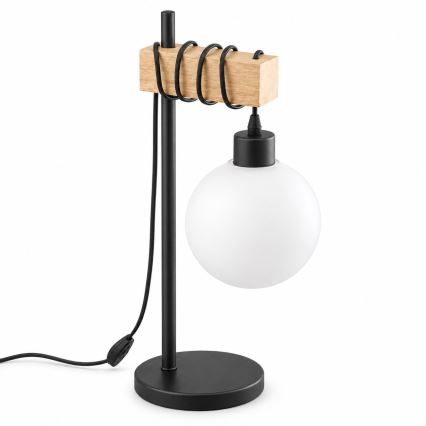 BRILAGI - Lampă de masă WOOD GLASS 1xE27/40W/230V maro/negru/alb