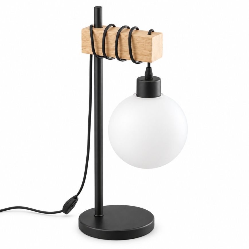 BRILAGI - Lampă de masă WOOD GLASS 1xE27/40W/230V maro/negru/alb