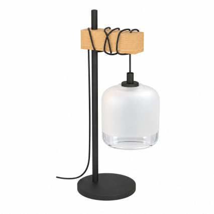BRILAGI - Lampă de masă WOOD GLASS 1xE27/40W/230V maro/negru/alb