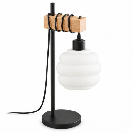 BRILAGI - Lampă de masă WOOD GLASS 1xE27/40W/230V maro/negru/alb