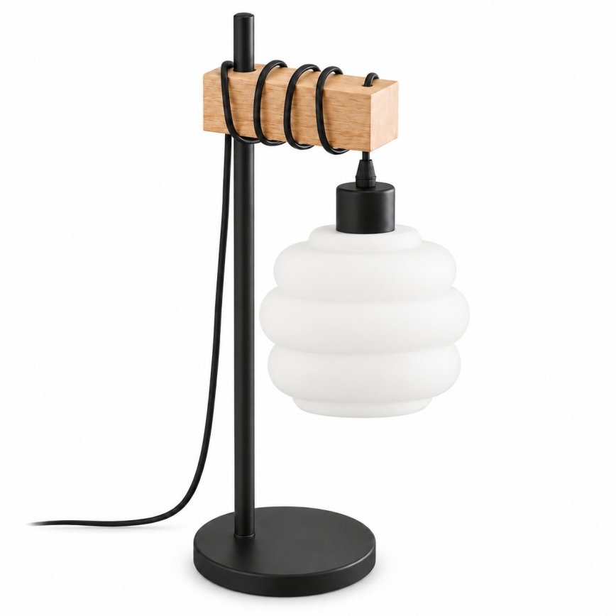 BRILAGI - Lampă de masă WOOD GLASS 1xE27/40W/230V maro/negru/alb