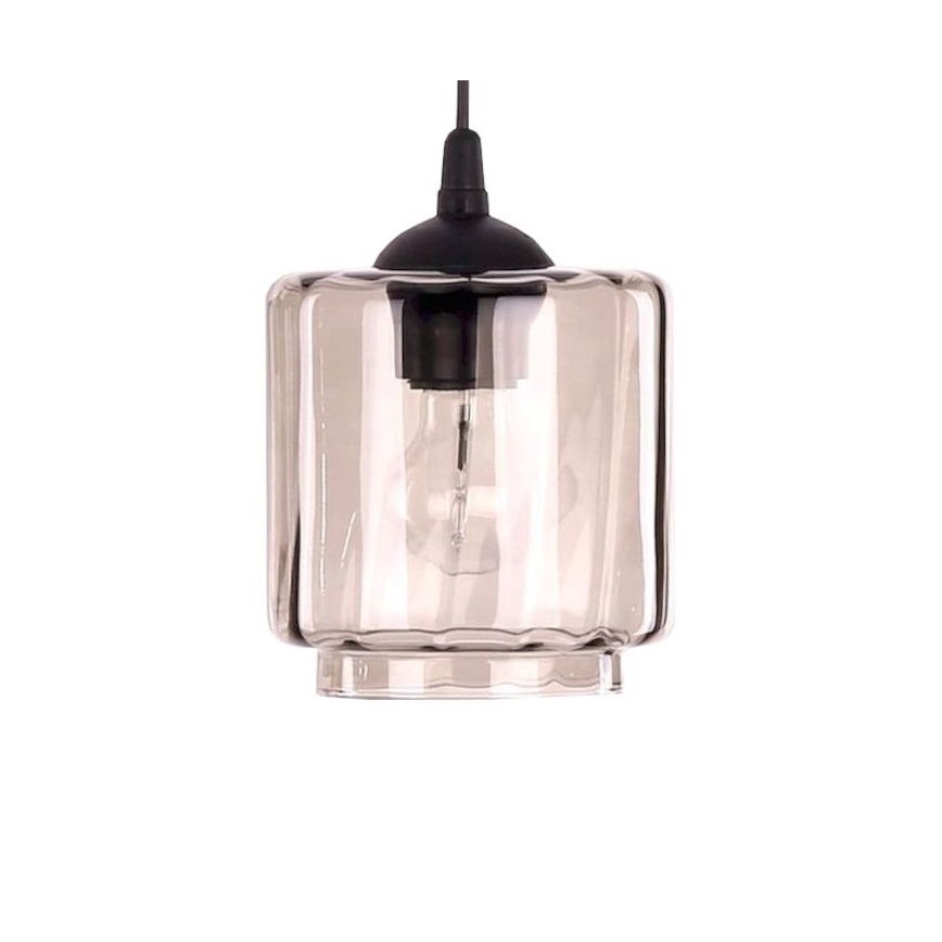 BRILAGI - Lampă de masă WOOD GLASS 1xE27/40W/230V maro/negru/bej fumuriu