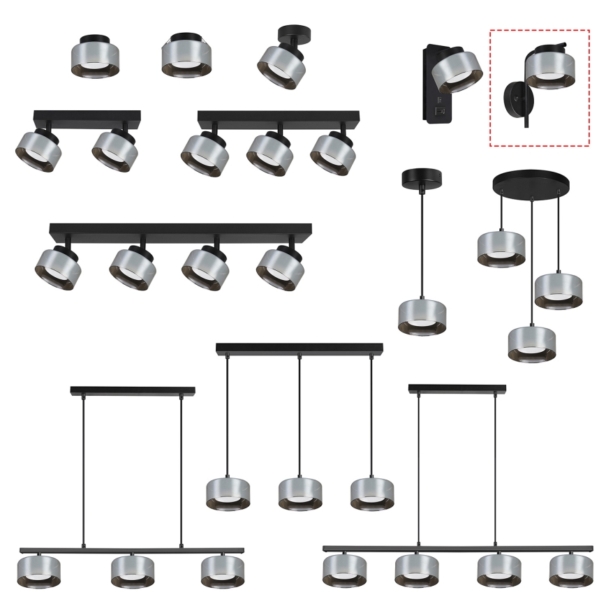 Brilagi - Lampă de perete AURA LUX 1xGX53/30W/230V negru/fumuriu