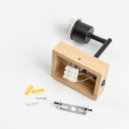 Brilagi - Lampă de perete pentru copii BOBO WOOD 1xE27/25W/230V stejar/negru/alb/iepurași