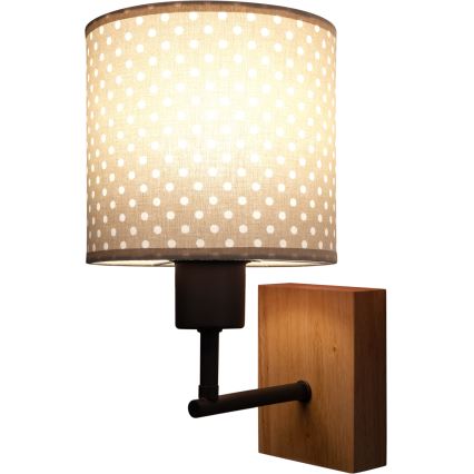 Brilagi - Lampă de perete pentru copii BOBO WOOD 1xE27/25W/230V stejar/negru/bej/cu buline