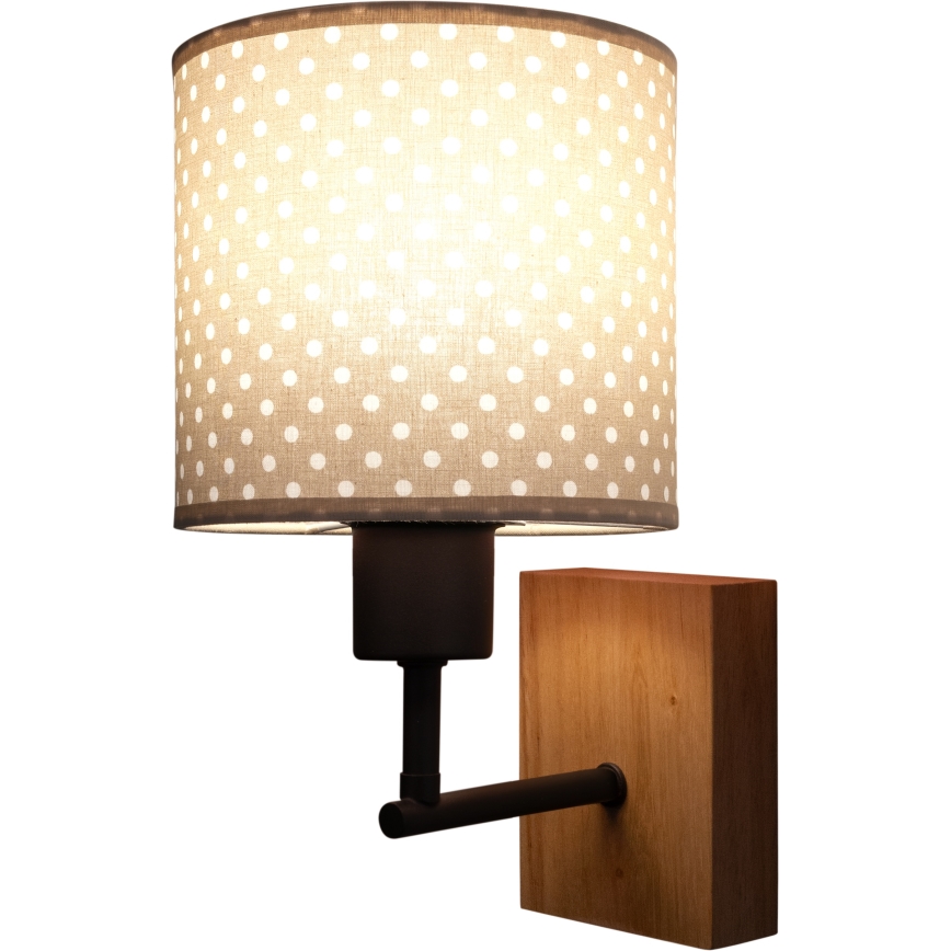 Brilagi - Lampă de perete pentru copii BOBO WOOD 1xE27/25W/230V stejar/negru/bej/cu buline