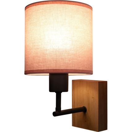 Brilagi - Lampă de perete pentru copii BOBO WOOD 1xE27/25W/230V stejar/negru/roz