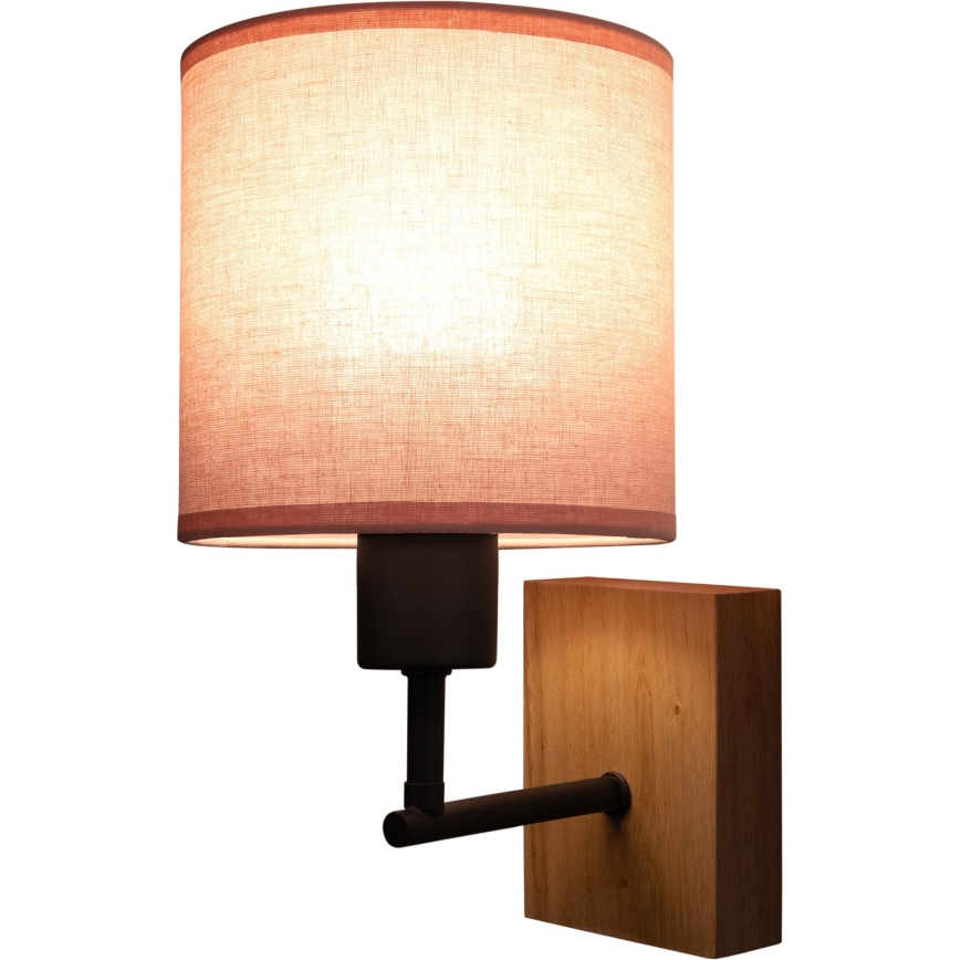 Brilagi - Lampă de perete pentru copii BOBO WOOD 1xE27/25W/230V stejar/negru/roz
