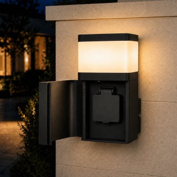 BRILAGI - Lampă de perete de exterior cu priză SCHUKO PILLAR 1xG9/11W/230V IP44 neagră