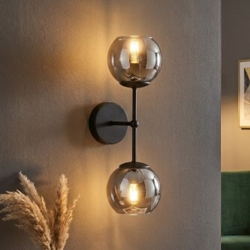 Brilagi - Lampă de perete DIOR 2xE27/60W/230V negru/gri fumuriu