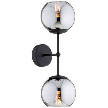 Brilagi - Lampă de perete DIOR 2xE27/60W/230V negru/gri fumuriu