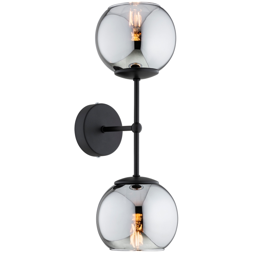 Brilagi - Lampă de perete DIOR 2xE27/60W/230V negru/gri fumuriu