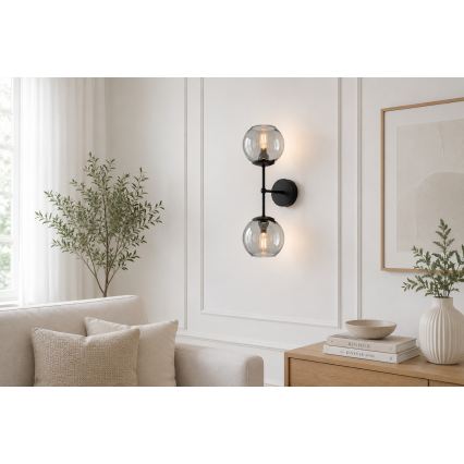 Brilagi - Lampă de perete DIOR 2xE27/60W/230V negru/gri fumuriu