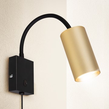 Brilagi - Lampă de perete flexibilă cu întrerupător SELE 1xGU10/30W/230V neagră/aurie