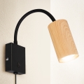 Brilagi - Lampă de perete flexibilă cu întrerupător SELE 1xGU10/30W/230V negru/decor de stejar