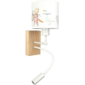 Brilagi - Lampă de perete flexibilă cu LED pentru copii BOBO WOOD, 1xE27/25W/230V + LED/3W, stejar/alb/cu animale