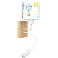 Brilagi - Lampă de perete flexibilă cu LED pentru copii BOBO WOOD 1xE27/25W/230V + LED/3W stejar/alb/cu animale
