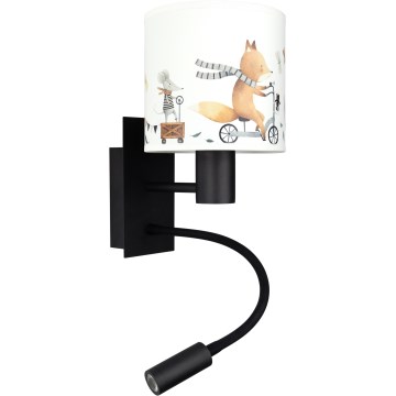 Brilagi - Lampă de perete flexibilă LED pentru copii BOBO 1xE27/25W/230V + LED/3W negru/alb/cu animaluțe