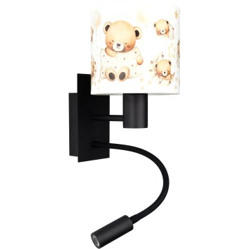 Brilagi - Lampă de perete flexibilă LED pentru copii BOBO 1xE27/25W/230V + LED/3W negru/alb/cu ursuleți