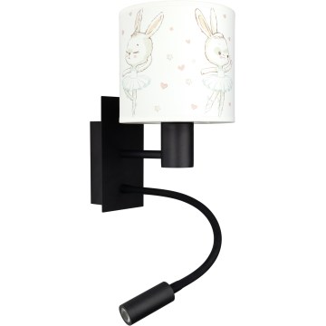 Brilagi - Lampă de perete flexibilă LED pentru copii BOBO 1xE27/25W/230V + LED/3W negru/alb/iepurași