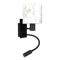 Brilagi - Lampă de perete flexibilă LED pentru copii BOBO 1xE27/25W/230V + LED/3W, negru/alb/iepurași