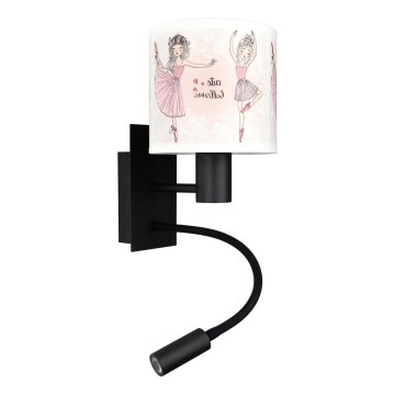 Brilagi - Lampă de perete flexibilă LED pentru copii BOBO 1xE27/25W/230V + LED/3W negru/alb/roz/balerine