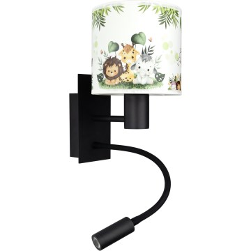 Brilagi - Lampă de perete flexibilă LED pentru copii BOBO 1xE27/25W/230V + LED/3W negru/alb/verde/junglă