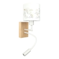 Brilagi - Lampă de perete flexibilă LED pentru copii BOBO WOOD 1xE27/25W/230V + LED/3W stejar/alb/cu unicorni