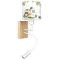 Brilagi - Lampă de perete flexibilă LED pentru copii BOBO WOOD 1xE27/25W/230V + LED/3W stejar/alb/verde/junglă