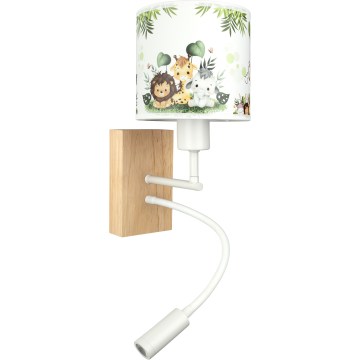 Brilagi - Lampă de perete flexibilă LED pentru copii BOBO WOOD 1xE27/25W/230V + LED/3W stejar/alb/verde/junglă