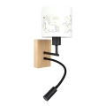 Brilagi - Lampă de perete flexibilă LED pentru copii BOBO WOOD 1xE27/25W/230V + LED/3W stejar/negru/alb/cu unicorni