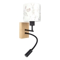 Brilagi - Lampă de perete flexibilă LED pentru copii BOBO WOOD 1xE27/25W/230V + LED/3W stejar/negru/alb/iepurași
