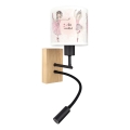 Brilagi - Lampă de perete flexibilă LED pentru copii BOBO WOOD 1xE27/25W/230V + LED/3W stejar/negru/alb/roz/balerine