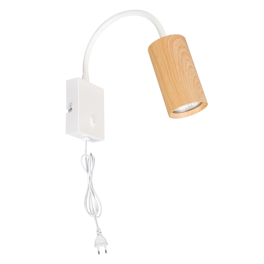 Brilagi - Lampă de perete flexibilă cu întrerupător SELE 1xGU10/30W/230V alb/decor stejar