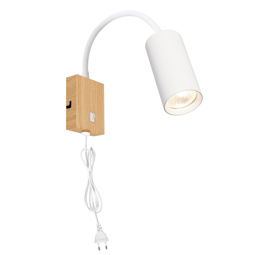 Brilagi - Lampă de perete flexibilă cu întrerupător SELE 1xGU10/30W/230V alb/decor stejar