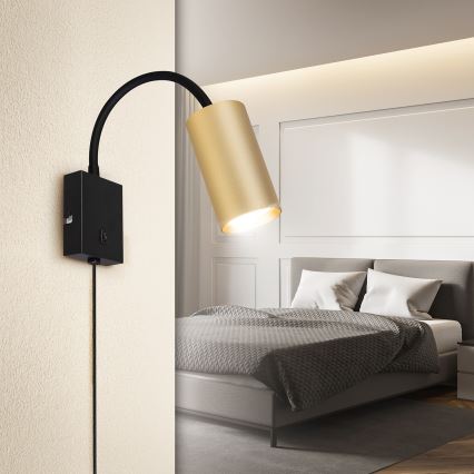 BRILAGI - Lampă de perete flexibilă cu întrerupător SELE 1xGU10/30W/230V neagră/aurie