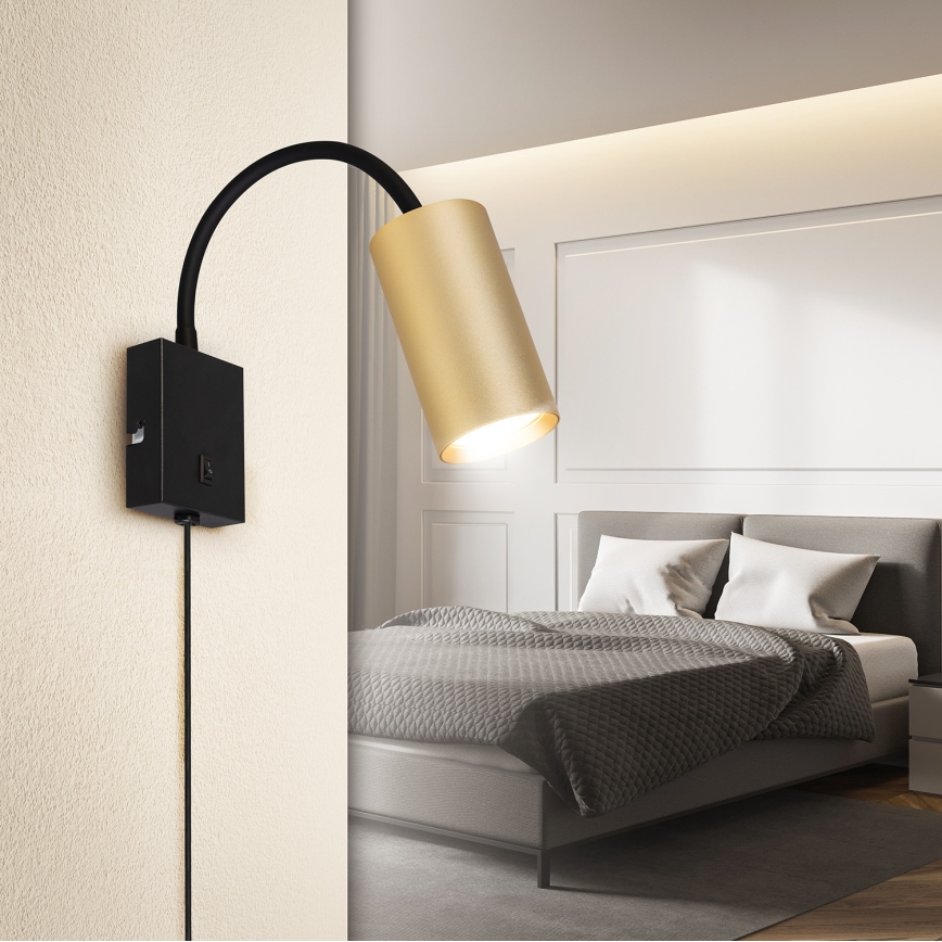 BRILAGI - Lampă de perete flexibilă cu întrerupător SELE 1xGU10/30W/230V neagră/aurie