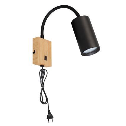 Brilagi - Lampă de perete flexibilă cu întrerupător SELE 1xGU10/30W/230V negru/finisaj stejar