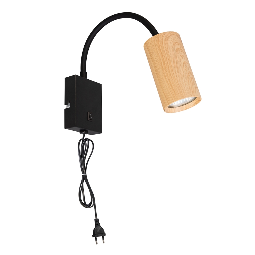 Brilagi - Lampă de perete flexibilă cu întrerupător SELE 1xGU10/30W/230V negru/decor de stejar